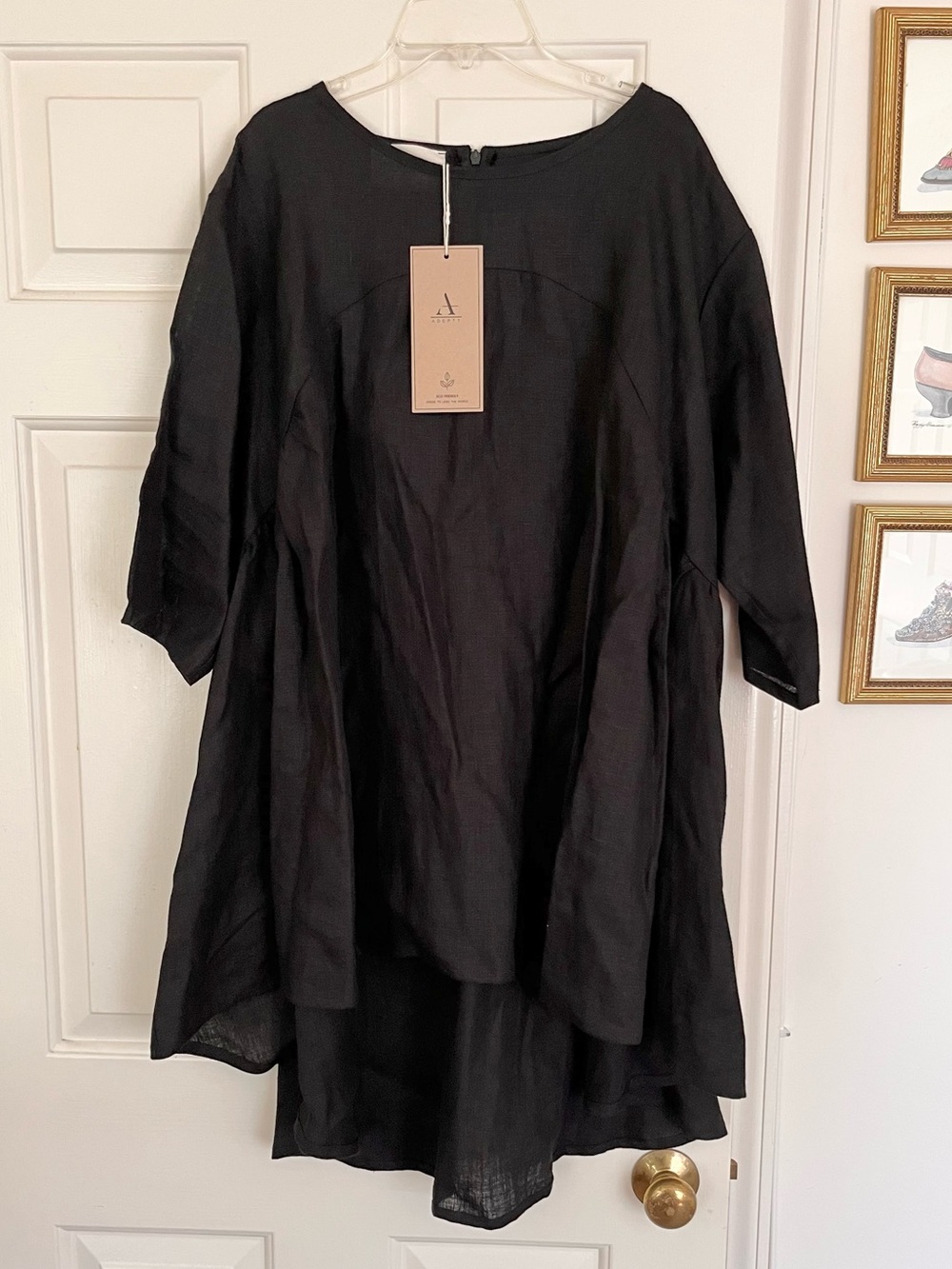 Adeptt Black Linen Tunic Top Size 3X NWT